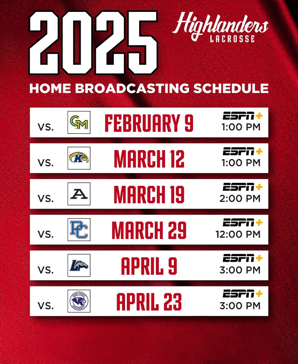 Our 2025 home broadcasting schedule 📺

Six of our home games will be streamed on ESPN+ this season! Be sure to tune in 👀

#RiseAndDefend