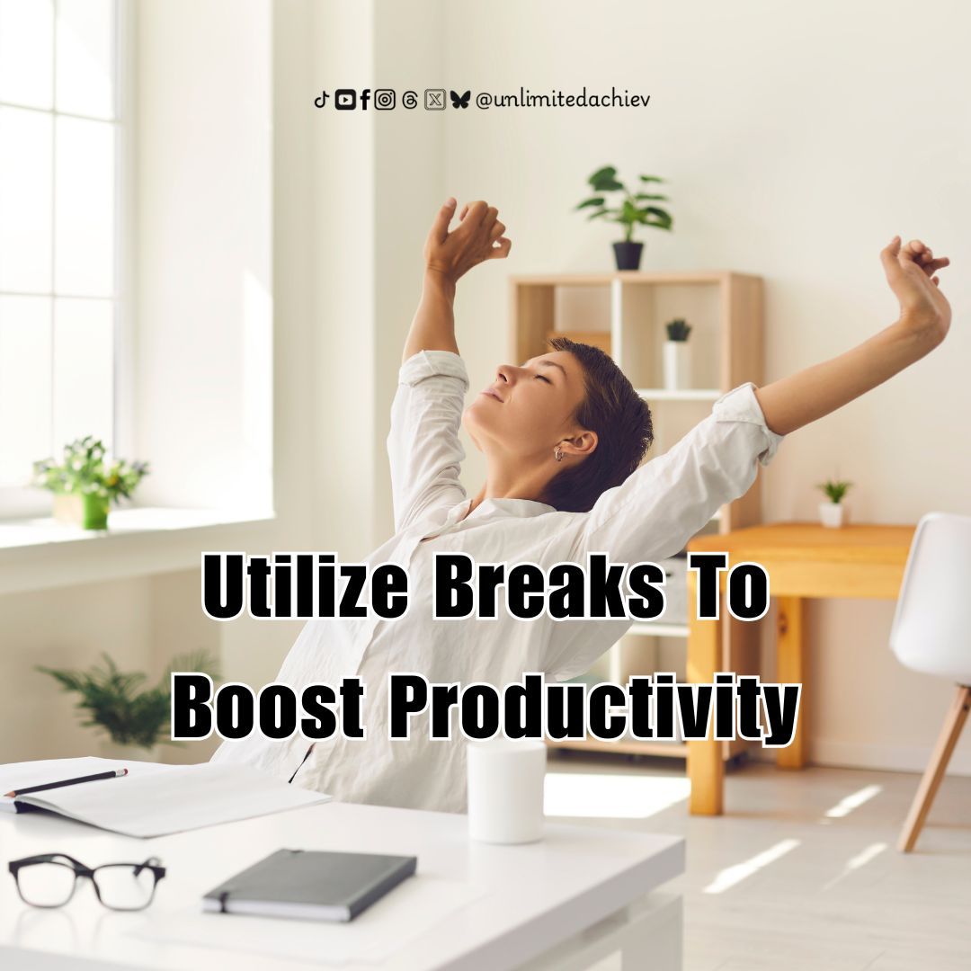 UnlimitedAchiev's tweet image. How can breaks boost productivity? Your brain isn’t a machine. Regular breaks improve focus, creativity, and energy. Work smarter by pausing when you need to. 🌿
#BoostProductivityWithBreaks #SmartWorkStrategies #RechargeAndRefocus