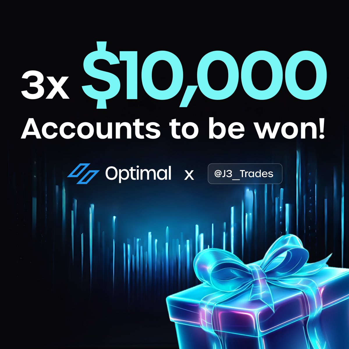 J3_Trades's tweet photo. 🎉 **GIVEAWAY TIME** 🎉
 
@OptimalTrdrs has given us a 10k x 3 to giveaway ! ! 

**To Enter:**

1. Follow @OptimalTrdrs | @J3_Trades | @LewisOTs | @AzlnOT 

2. like & rt & tag 3 friends 

3. Join my discord & follow socials ! 
(https://t.co/fL84eNideK) 

🔍 Winner will be selected on **February 12, 2025**.