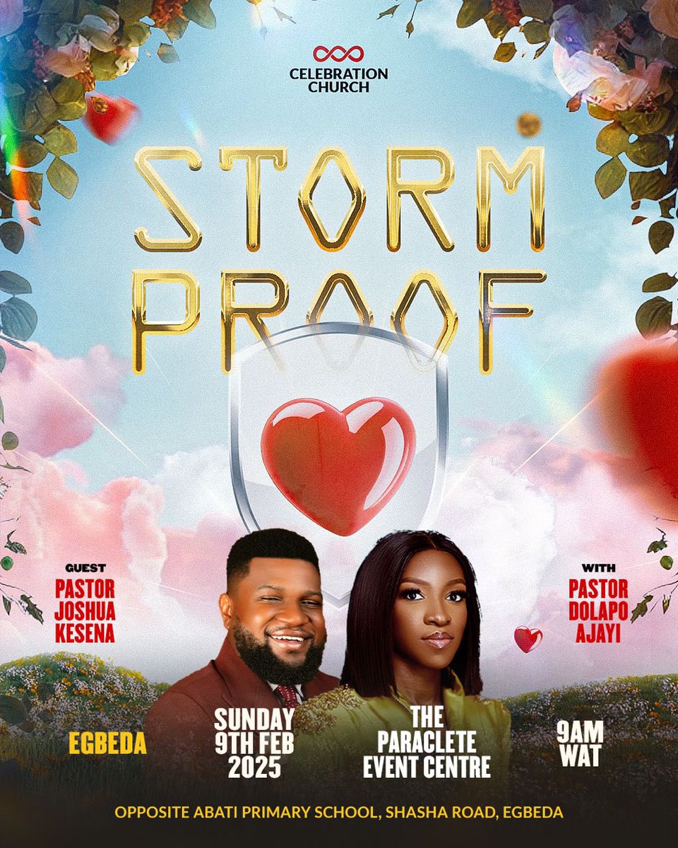 cci_egbeda's tweet image. Join us tomorrow as we learn how to build Storm Proof marriages—ones that thrive through real-life challenges with wisdom, love, and selflessness.

Don’t come alone; invite someone! 

See you tomorrow! 😊

#LoveCode #CCIEgbeda #CCIGlobal