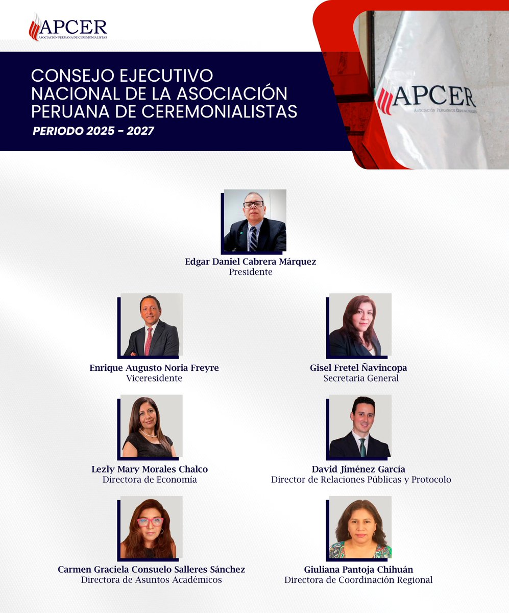 El sábado 8 de febrero de 2025 se realizó la elección de los miembros del Consejo Ejecutivo Nacional de la Asociación Peruana de Ceremonialistas (APCER) periodo 2025 - 2027.

👏

🔍 apcer.pe