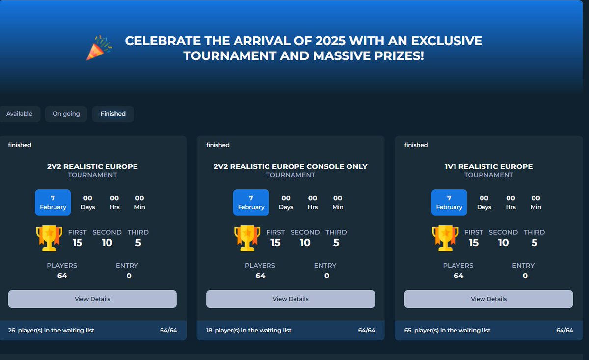 Tournaments posted, limited spots as always 👀

$50 Giveaway - 10 winners  
($5 each) on site   

- Follow us 
- Like &amp; Retweet  
- Tag 2 friends and write your site username

(1/2)