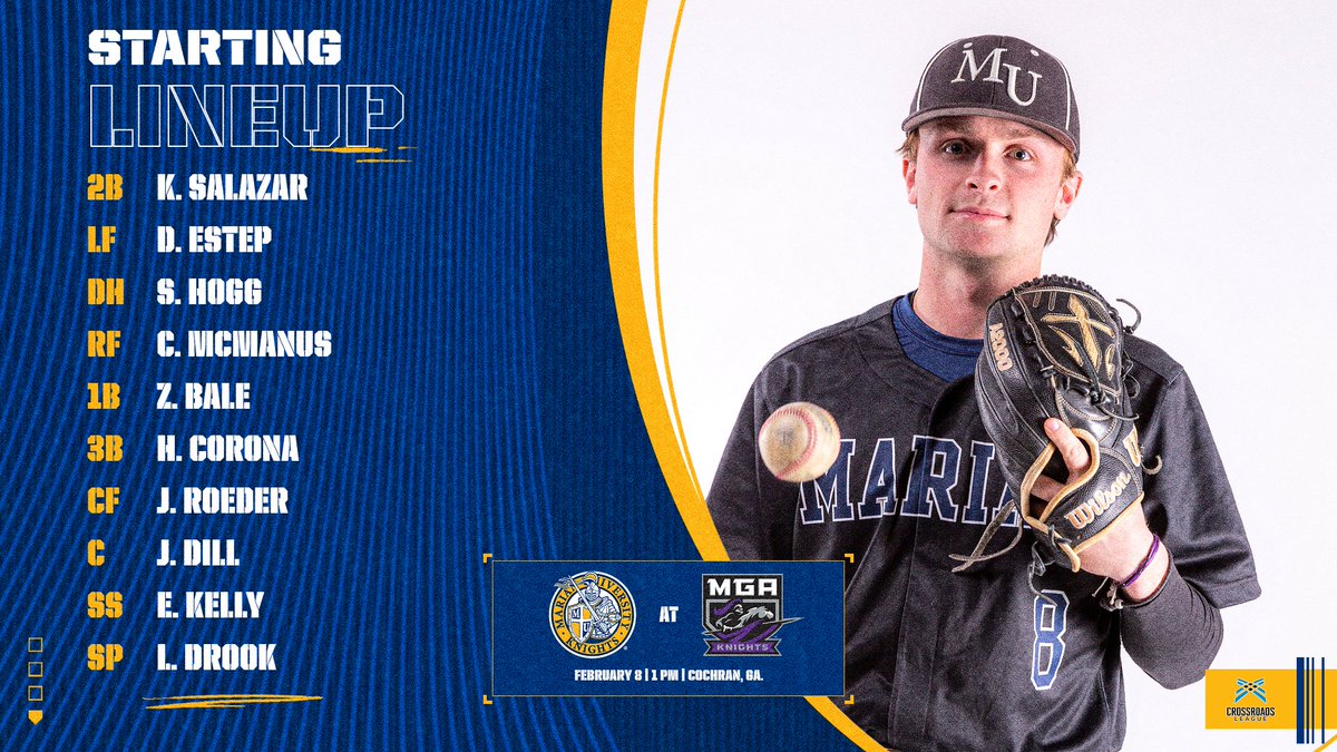 BSB | STARTERS

Here is the lineup for <a href="/MarianUBaseball/">Marian Baseball</a> as they go for the series win against MGA in the rubber match!

Watch: youtube.com/@middlegeorgia…
Stats: mgaknights.com/sidearmstats/b…