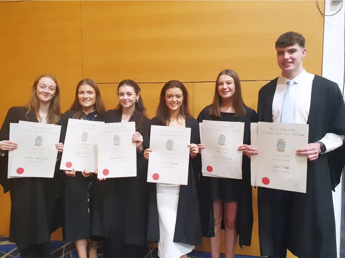 Congratulations to all the students who were presented with their Entrance Scholarship on Thursday and Friday recognising their exceptional academic achievements in their leaving cert. 
Congratulations especially to <a href="/ucdagfood/">UCD School Ag & Food</a> students James Corcoran pupil of <a href="/ArdscoilRisLimk/">Ardscoil Rís Limk</a> ,