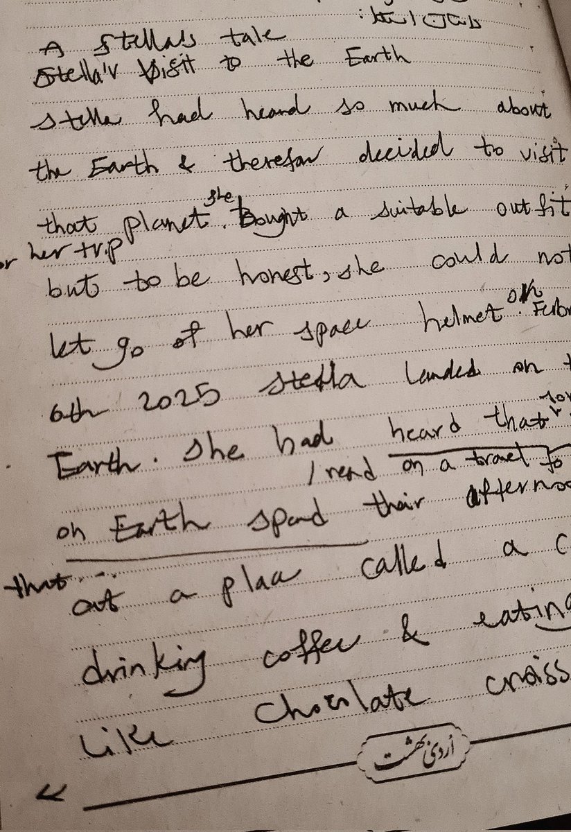 parisketchya's tweet photo. GN friends
I'm currently working on a collaboration piece and writing its story. ๐ฉ๐ปโ๐๐๏ธ
As you might know, unlike English we write Persian from right to left. But I sometimes write English starting from right pages of a notebook to the left ones. ๐ https://t.co/dmMLZlfHur