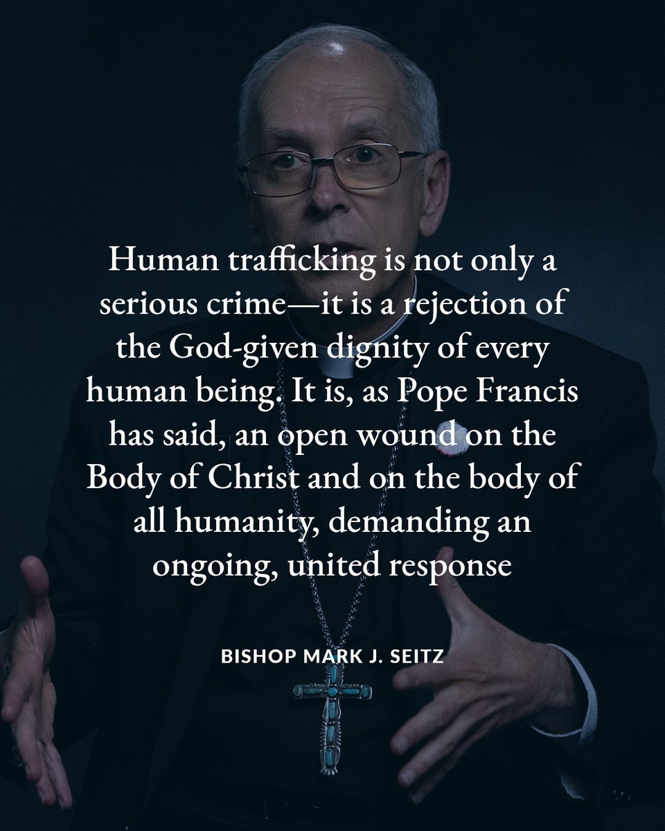 USCCB's tweet photo. Today, on the International Day of Prayer and Awareness Against Human Trafficking, we join in prayer to end trafficking. 
For more information and additional resources related to the Church’s work to combat human trafficking, please visit: https://t.co/35hp3A2nFX https://t.co/569vEpBXUV