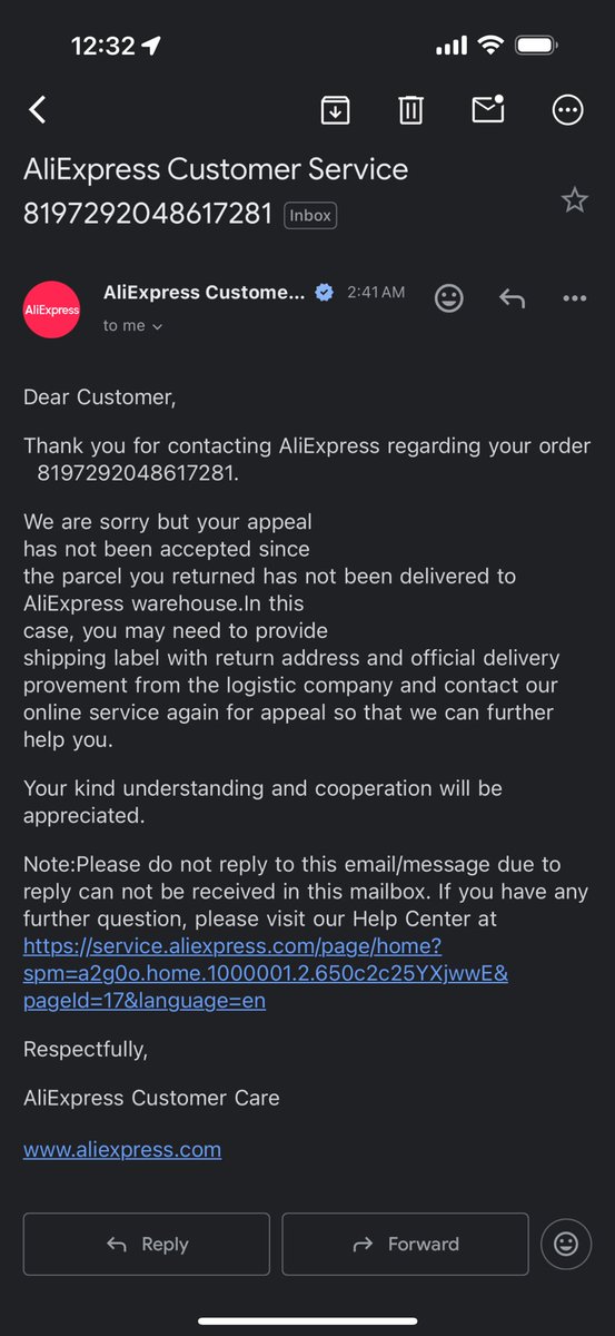 Faddy_____'s tweet photo. @AskAliExpress  I returned a product long ago, and for some reason it didn't get delivered to the AliExpress warehouse and I opened a ticket regarding my refund that I have returned my product and still you guys are rejecting my appeal as a first time AliExpress customer i m sad https://t.co/ei0cGbmsZg