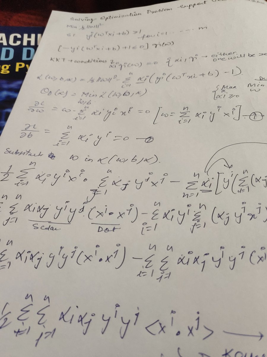 bravotxt's tweet photo. Finally done with dual problem.... 
#SVM #daysofML https://t.co/SVjNNR6mxS