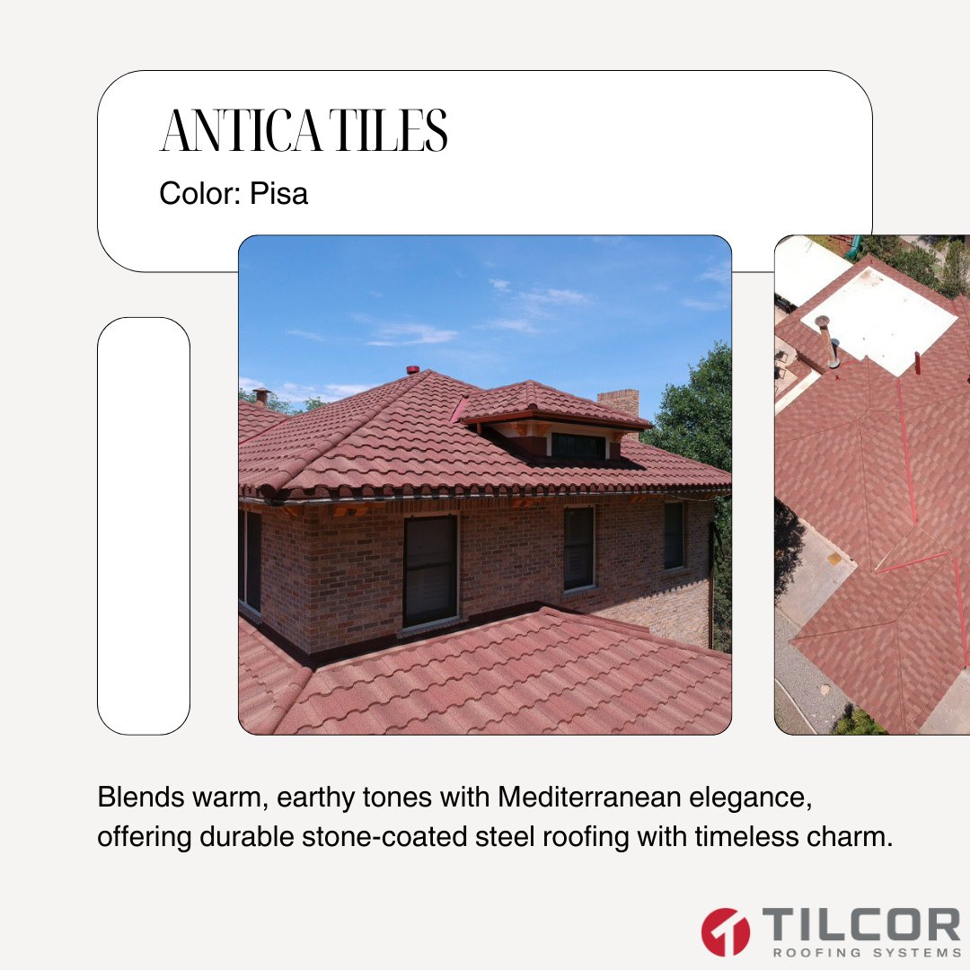 Tilcor_Roofing's tweet photo. Bring the warmth of the Mediterranean to your home with Antica Tiles in Pisa. Featuring rich, earthy tones and the unmatched durability of stone-coated steel, these tiles deliver timeless elegance and lasting protection. 

Learn more: https://t.co/NwbxfmzkmW https://t.co/TNGXZvPPmH