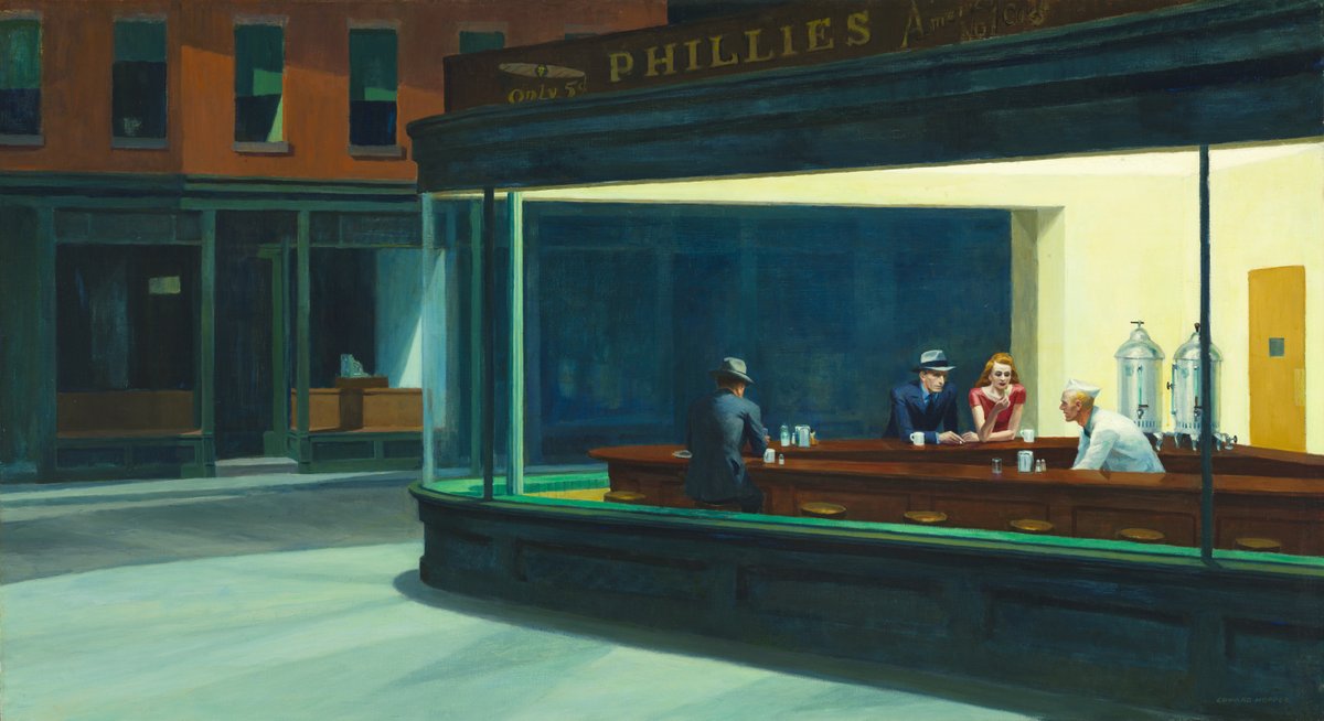 artisthopper's tweet photo. Nighthawks - 1942 #artbots #hopper https://t.co/ic3utGbvk2