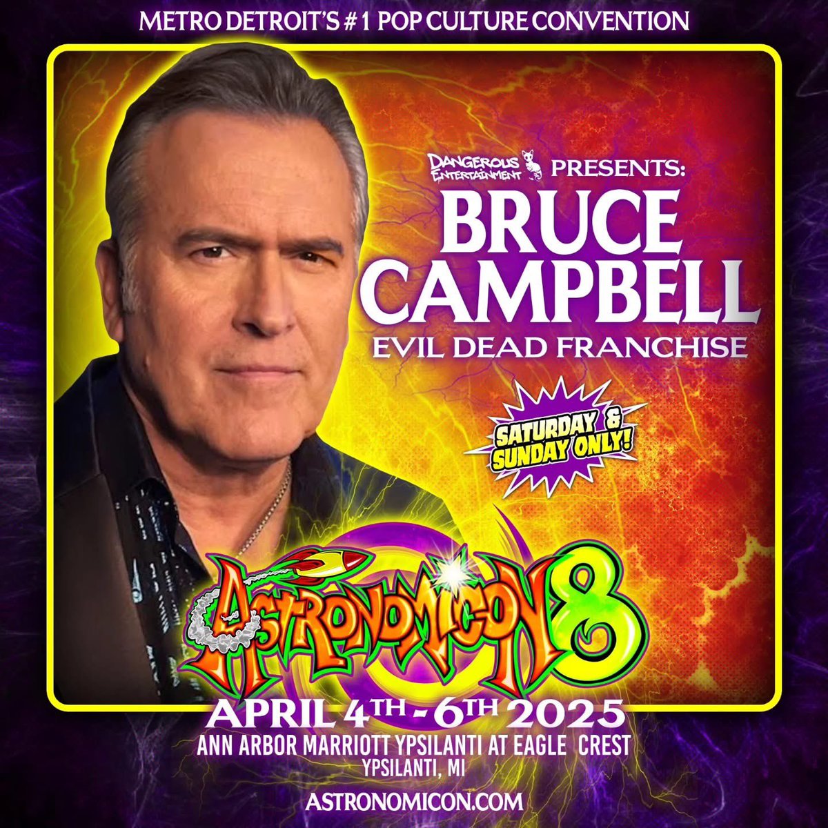 Astronomicon (@astronomiconmi) on Twitter photo Groovy news, horror fans! 🪓 <a href="/GroovyBruce/">Bruce Campbell</a>, the legendary face of the Evil Dead franchise, is bringing his chainsaw-wielding charm to #Astronomicon8! Join us April 4-6, 2025, in Ypsilanti, MI, for an epic weekend of pop culture madness. Get ready!
🎟️ astronomicon.com Groovy news, horror fans! 🪓 <a href="/GroovyBruce/">Bruce Campbell</a>, the legendary face of the Evil Dead franchise, is bringing his chainsaw-wielding charm to #Astronomicon8! Join us April 4-6, 2025, in Ypsilanti, MI, for an epic weekend of pop culture madness. Get ready!
🎟️ astronomicon.com