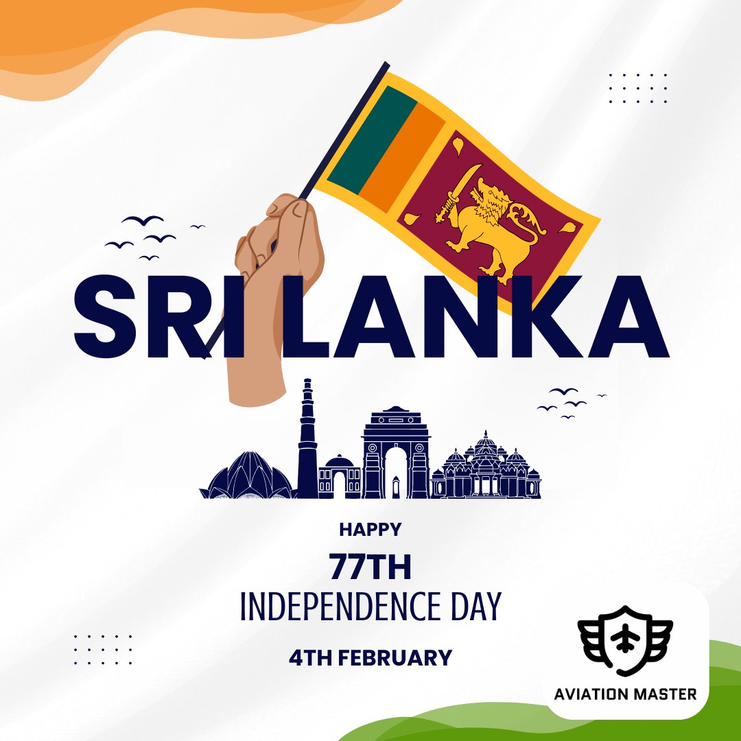 AVIATIONKAVI's tweet photo. HAPPY 77th INDEPENDENCE DAY SRI LANKA! 

We wish all Sri Lankans a joyous and proud 77th Independence Day! May this day remind us of the strength, resilience, and unity that define this beautiful nation. Let’s celebrate Sri Lanka's unique freedom, culture, and heritage. https://t.co/3zOqJo9TnE