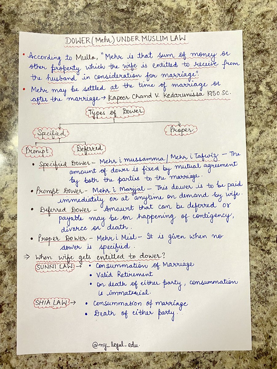 NainitaY's tweet photo. Dower under Muslim Law
#muslimlaw #dower #mehr #lawyers #lawstudents https://t.co/2mLUeGLD4y