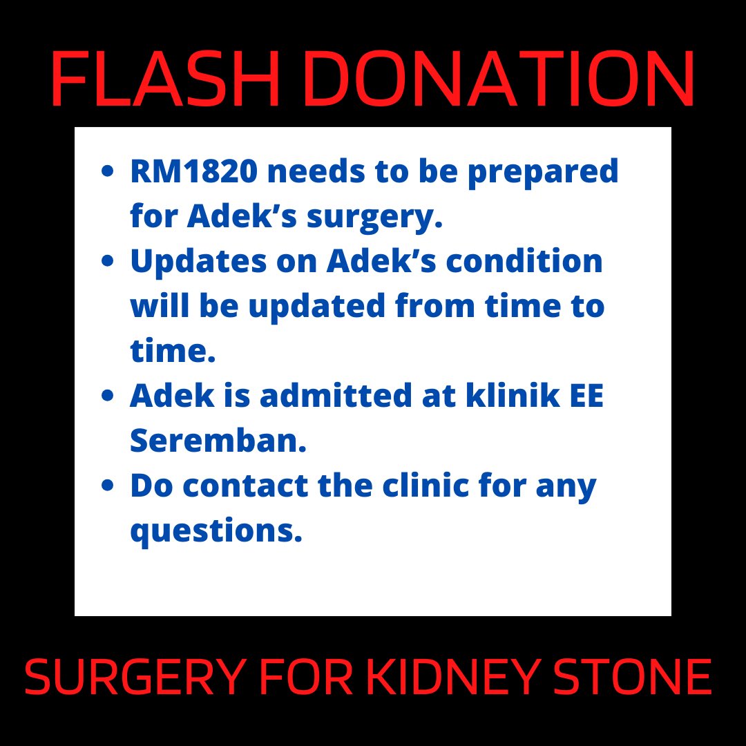 EMTWOAY's tweet photo. @Miss_Ross3 4/2/2025
Found Adek today weak and cud not walk due to kidney stone. Clinic charged the total of operation and accomodation while he recovers adds to RM1820. Any kind souls would like to donate can transfer via qr code provided. Any questions can dm me or call clinic EE Seremban https://t.co/unnT18PIQ5