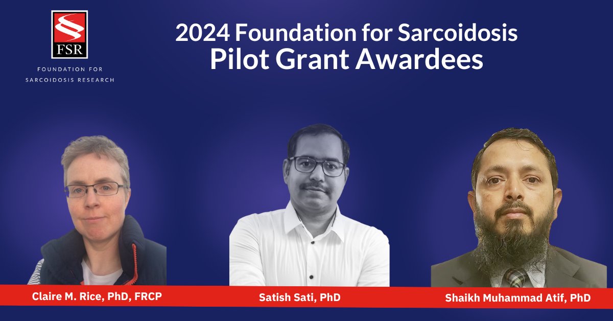 🚨 Exciting Research Advancements in Sarcoidosis! 🚨
FSR is proud to award Pilot Grants to three outstanding researchers pushing the boundaries of sarcoidosis science! 🎉 
📢 Read the official announcement: loom.ly/ICk26Tc
#FSRPilotGrants #SarcoidosisResearch