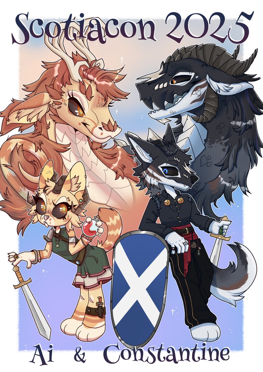 my completed room sign for #ScotiaCon2025 !! magic theme featuring our dragon selves 💛
<a href="/BonesBeGrowin/">Constantine</a> 🫶