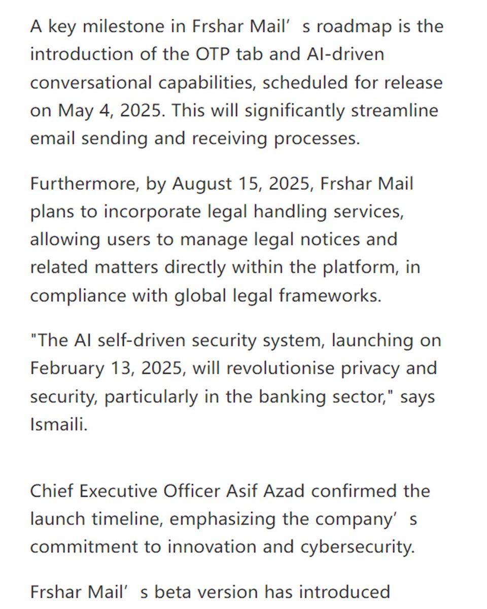 FrsharMail's tweet photo. FRSHAR Mail announces future expansion plans.

Our Chief Information Officer, AHLAM ISMAILI is driving innovation and growth in the UAE's email landscape. With FRSHAR Mail, experience the future of ema#innovation 
https://t.co/h4b2bkJkSN
#FRSHARmail #EmailReimagined https://t.co/9nywUJamh4