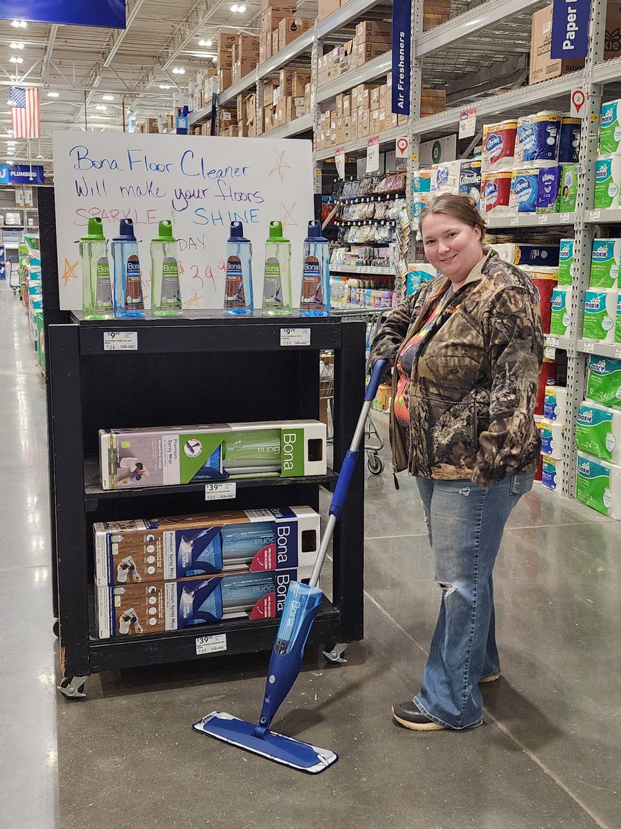 scarsey79's tweet photo. We want your floors to shine! Come to Lowe's-2246 in S Parkerburg WV and check out the BONA Floor cleaner kit. It will make your floor sparkle &amp; shine just give it a try! @brandon_lycans @DebDearing @JBBailey9 @kennygrimsley #R1DEMOS https://t.co/B5CrvxjKRu