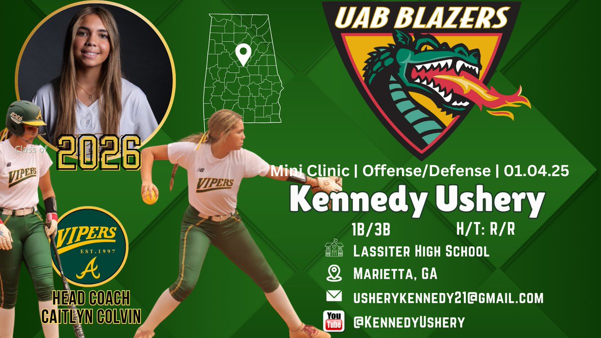 Kennedyushery21's tweet image. You know softball season is almost here when your weekends are completely booked! Team practice and pix today and tomorrow and then topping the weekend off with a repeat visit to @UAB_SB  tomorrow for offense/defense skills camp  #weekendsrforsoftball #practicemakesprogress