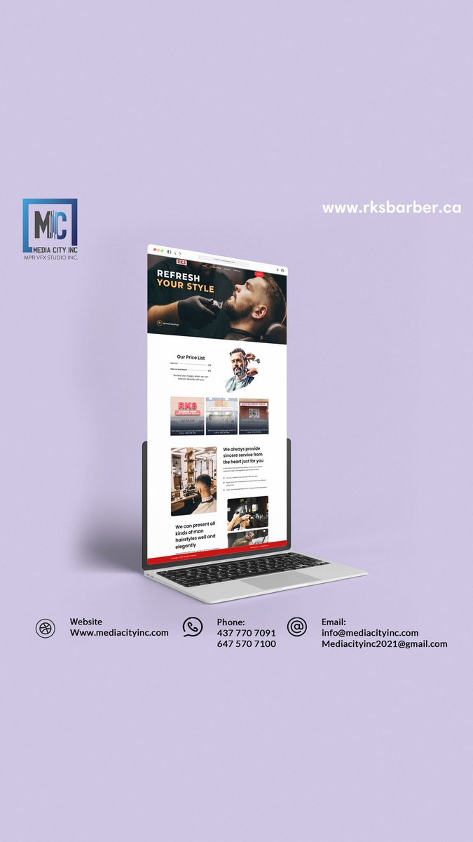 Mediacityinc's tweet photo. Media City Inc proudly unveils the sleek, new website for @rksbarber! ✂️💈 Explore it now: https://t.co/cQyYuaQzpX
#WebsiteLaunch #BarberShop #MediaCityInc #BuildYourWebsite #WebDesign #CreativeSolutions #ProfessionalWebsites #StandOutOnline #MediaCityInc #Branding https://t.co/2UmeXbblyK
