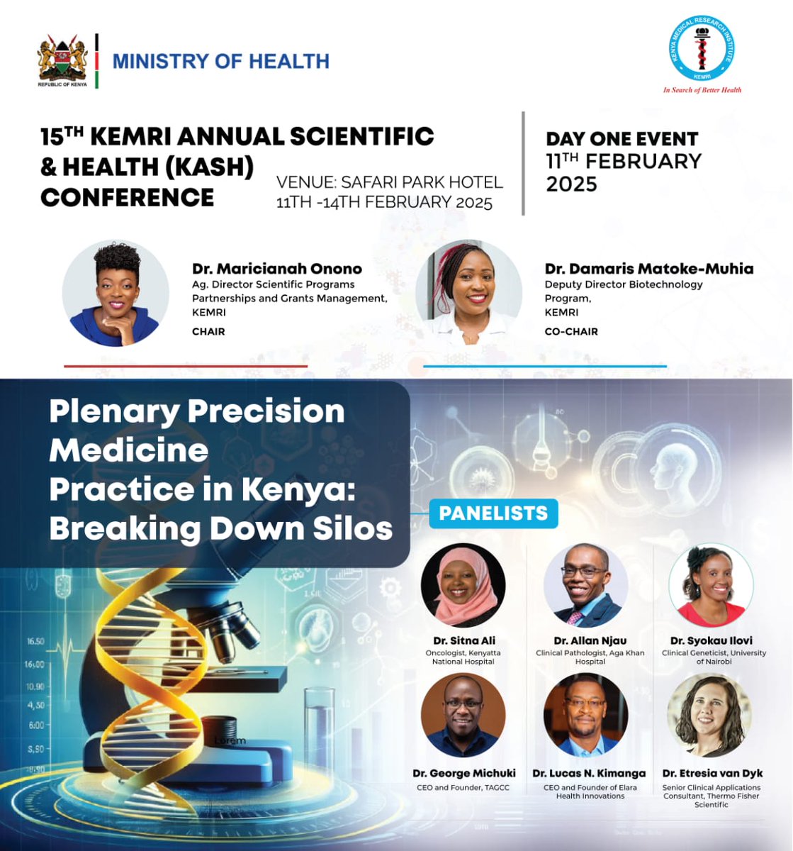 Dr. Maricianah Onono (@maricianah) on Twitter photo I am honored to chair the plenary session "Precision Medicine Practice in Kenya: Breaking Down Silos" at the 15th KASH Conference. Let's discuss how innovation and collaboration can transform healthcare in Kenya. Join us on Day 1! #KASH2025 <a href="/KEMRI_Kenya/">Kenya Medical Research Institute</a> #UHC #PrecisionMedicine I am honored to chair the plenary session "Precision Medicine Practice in Kenya: Breaking Down Silos" at the 15th KASH Conference. Let's discuss how innovation and collaboration can transform healthcare in Kenya. Join us on Day 1! #KASH2025 <a href="/KEMRI_Kenya/">Kenya Medical Research Institute</a> #UHC #PrecisionMedicine