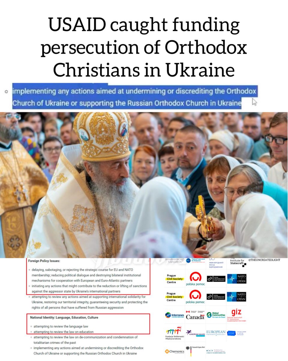 USAID, United States Agency for International Development, labels itself as being used for humanitarian efforts with a budget of over 40$ billion a year, yet recent documents released prove active persecution and subversion against the Ukrainian Orthodox Church. 

It is one of