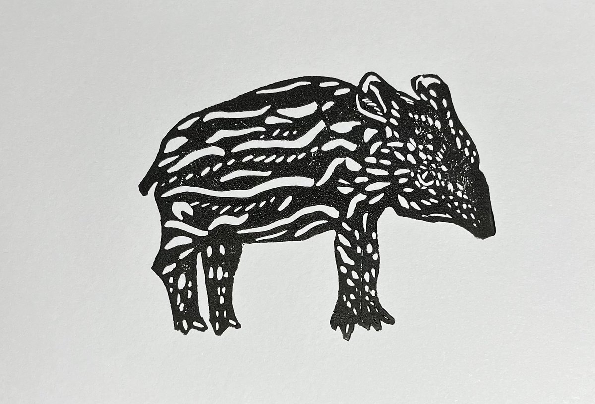 i have created a block print of the baby tapir