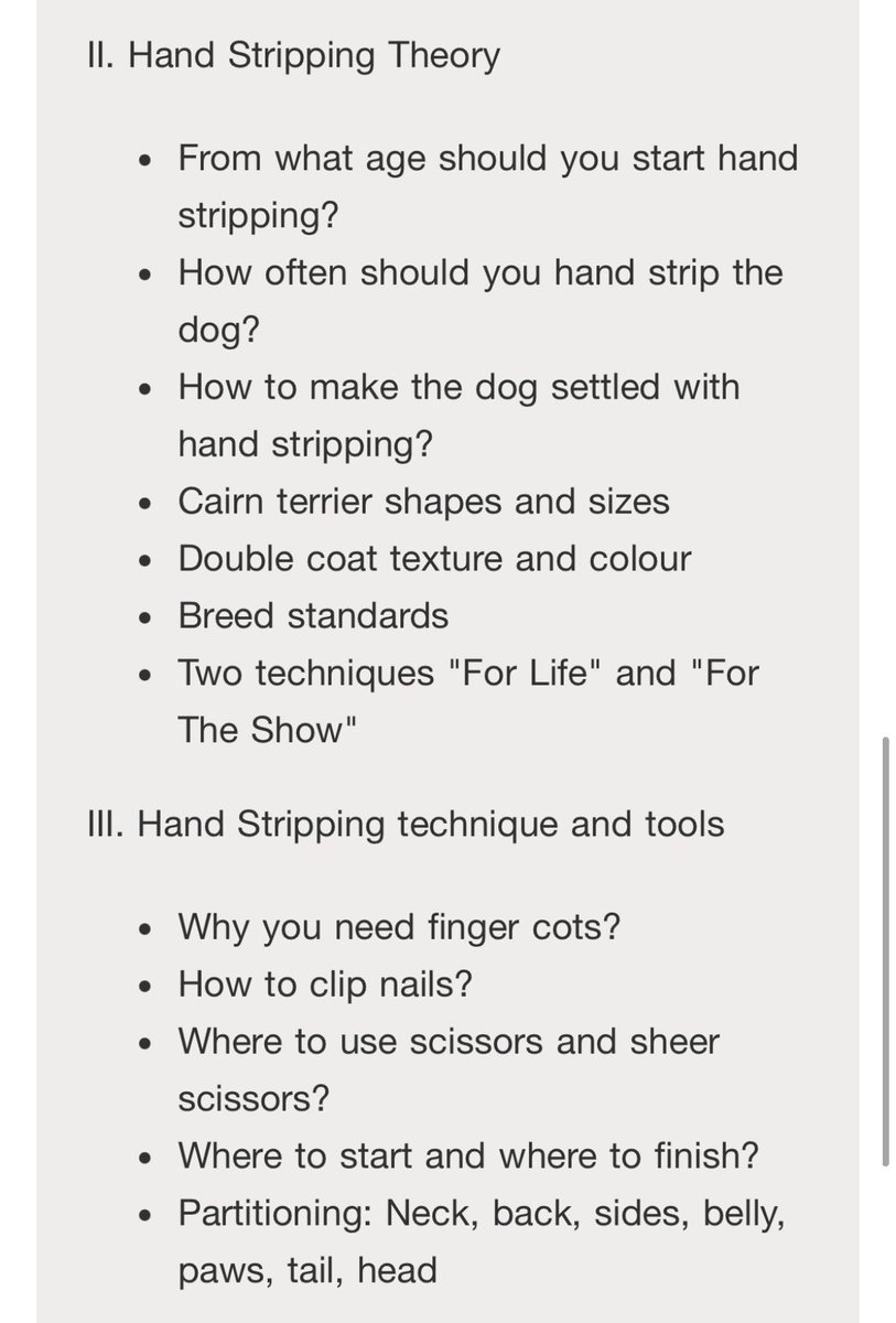 barry_thebrave's tweet photo. We are sharing with you our Hand Stripping Class agenda.

Please let us know what do you think? 

Anything to add? What else would you want us to cover? 

#cairnterrier #handstripping #doublecoat https://t.co/rIZ8ZmRonD
