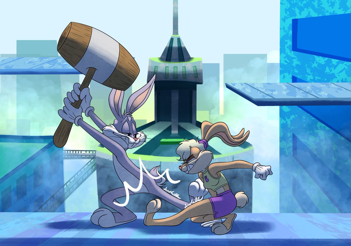 smolcilla's tweet photo. I’m very entertained by the fact that they’re battling each other in multiversus 😂 #LooneyTunes #BugsBunny #LolaBunny #Fanart https://t.co/I7pcWCtaKn