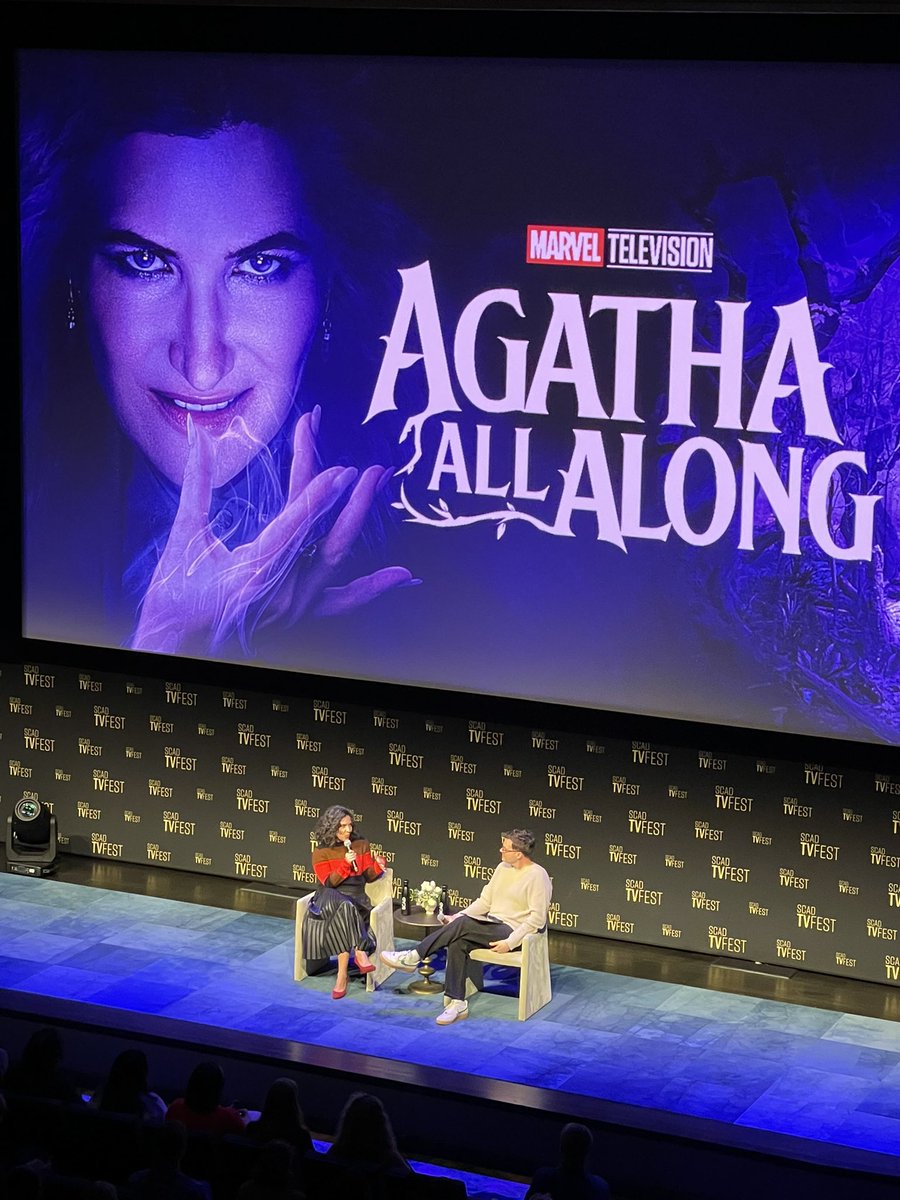 MaxWrightSCAD's tweet photo. SCAD TVFest: Agatha All Along! It was awesome that @SCADdotedu was able to get Agatha All Along and Wandavision showrunner Jac Schaeffer to come talk with us today at SCAD TVFest. Great Q&A and another highlight of the TVFest! #SCAD #scadtvfest #scadshowatl #MarvelStudios https://t.co/c7GiT7thE5