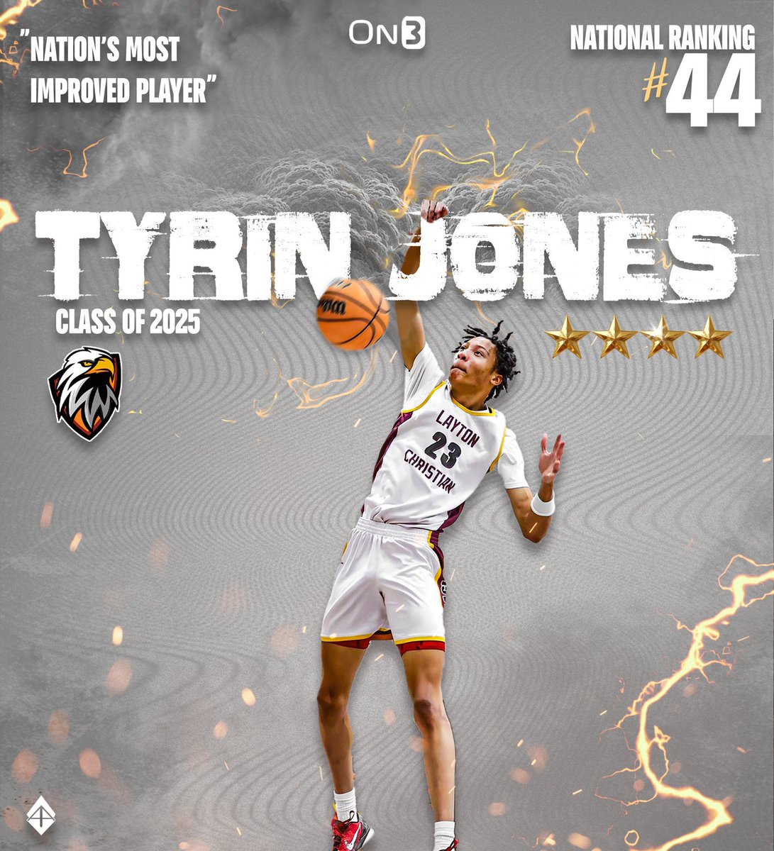 Congrats to Layton Christian’s <a href="/Tyrinjo1/">Tyrin Jones</a> for ranking 44th in the 2025 class. Tyrin attended LCA all 4 years &amp; just shot up the rankings. <a href="/JamieShaw5/">Jamie Shaw</a> called him the 2025 most improved player and ranked him as a 4 star prospect. Excited to watch him play for the <a href="/TheRunninRebels/">UNLV Men's Basketball</a>