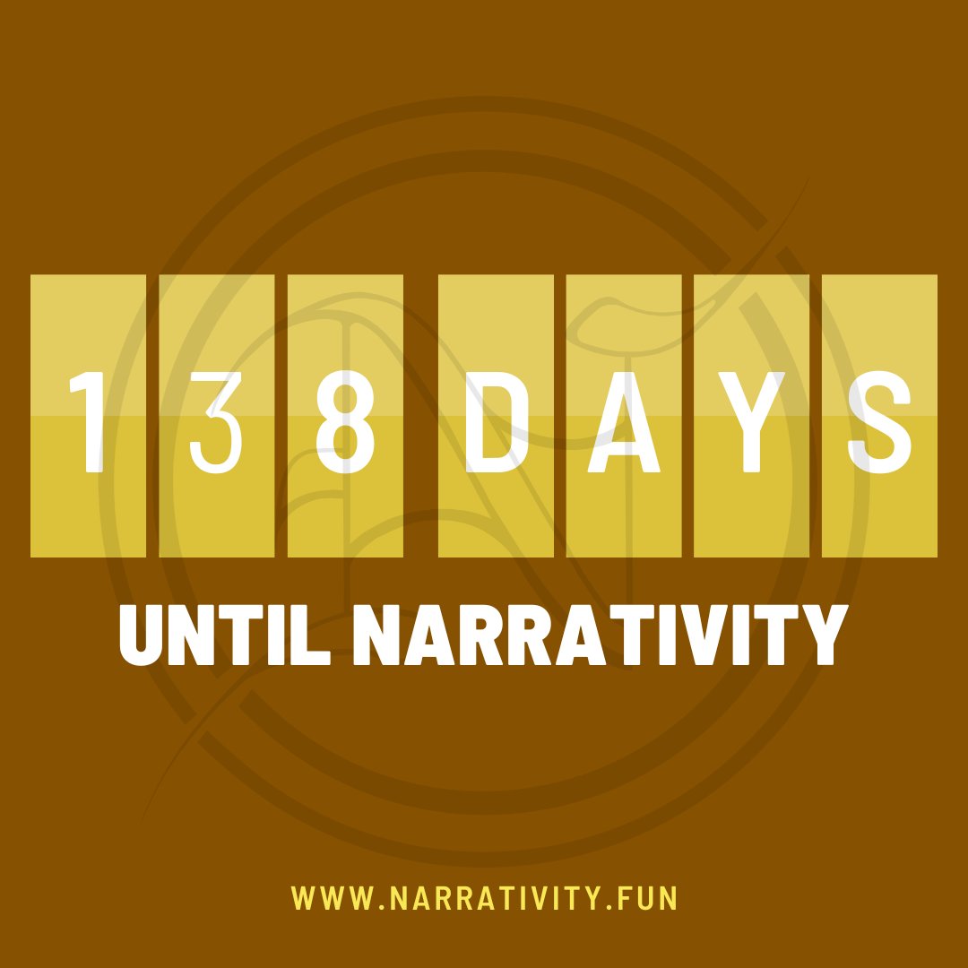 Only 138 days until Narrativity 2025! Join us June 26-29 for "Narrativity: A Dark and Stormy Night." Learn more at narrativity.fun! #narrativity #writingconvention #story #stories #conventionforstory