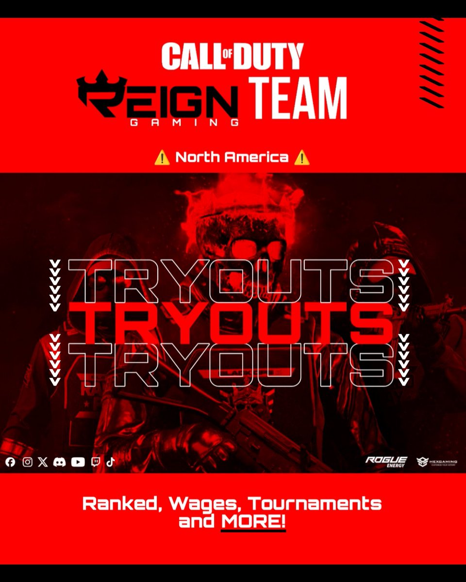 REIGN_ggs's tweet photo. Open REIGN Community ⚠️Recruiting⚠️
NA Competitive Team ⚠️Tryouts⚠️

⚠️COMM Requirements⚠️
• Good Mic!
• Active daily
• Age 16-18+

⚠️COMP Requirements⚠️
• KD 1.00
• Gold/Plat/Dia+
• Age 18+!
• Good Communication
• Map knowledge!
#CallofDuty #eSports #Community https://t.co/9CqZGBzwi7