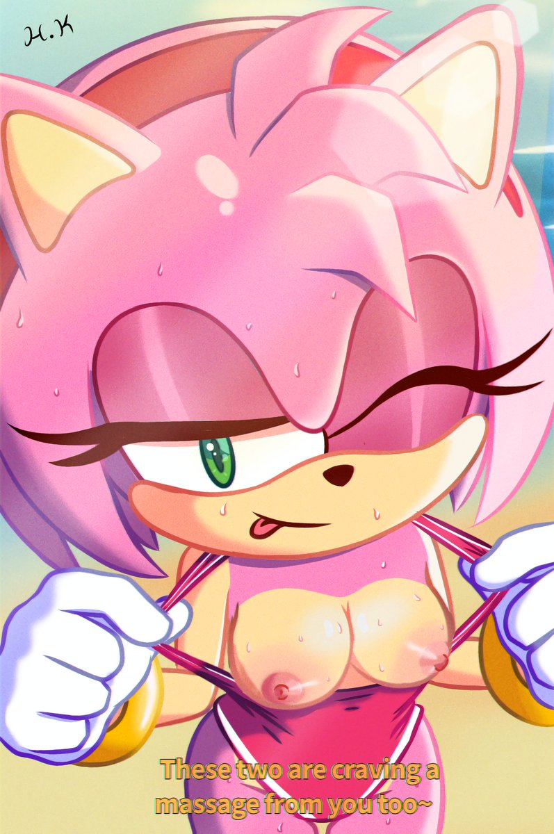 hatkuvi's tweet photo. Looks like Amy is enjoying a litte extra... Attention at they beach~ ☀️✨💓 Who's up for living her a special massage?

#NSFW #amyrose #sonicnsfw #FurryArt #ecchi #Sexy #amyrosensfw #sonicfanart #beach #BeachVibes #digitalart #art #fanart https://t.co/Xtg9eFBKge