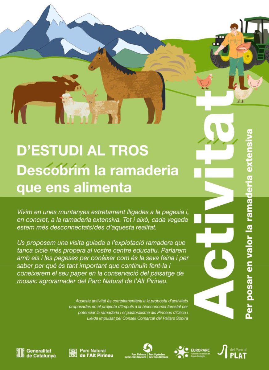 📌 [1/5] D’Estudi al Tros: Descobrim la ramaderia que ens alimenta! 🌾 Una nova iniciativa educativa del #PNAltPirineu per reconnectar l’alumnat amb la pagesia i la ramaderia extensiva, sectors clau per al nostre territori. 🐂🐏
#EstudiAlTros #EducacióAmbiental
Fil 🧵