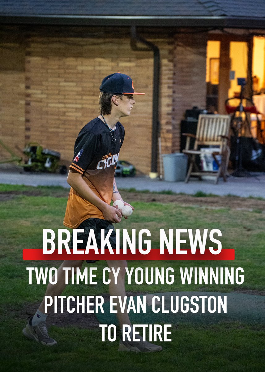 awawiffle's tweet photo. 🚨BREAKING NEWS🚨

Two Time CY Young Winning Pitcher for the Central Cyclones Evan Clugston to Retire.

After an Undisclosed Offseason Surgery, Doctors Determined the Injury to be Career-Ending.

With a Career 51-26 Record, 2.95 ERA, 428 Strikeouts and the First Perfect Game Thrown in League History, the 2021 World Series MVP will go Down as one of the Most Dominant Pitchers in Wiffle Ball History.

#dingersornothing