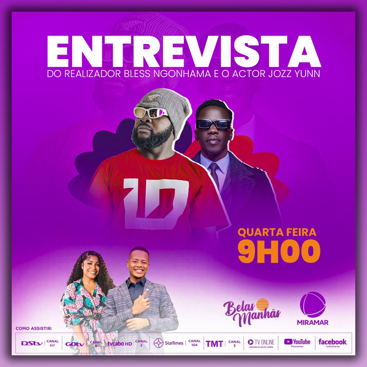 Atenção!
Confiram a nossa entrevista no programa Belas Manhãs da TV Miramar na Quarta-Feira, 12 do corrente Mês. Acompanhe tudo sobre a super produção do nosso novo filme em estreia, intitulado Tribulação.
 BNS Films
<a href="/NetKanema/">NetKanema</a>