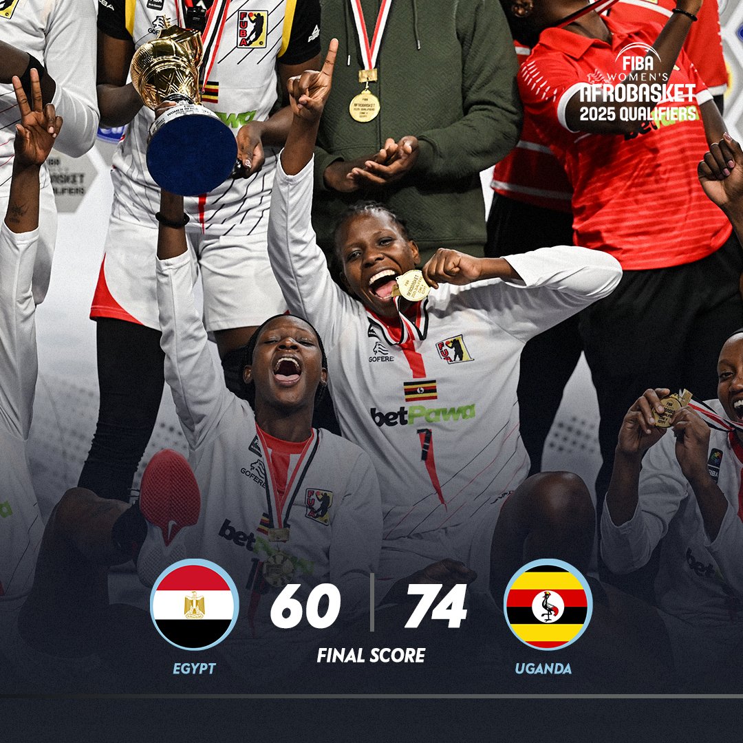 🇺🇬 Uganda are the Zone 5 Champions! 🏆🔥 The Gazelles take down 🇪🇬 Egypt in a thriller to claim 1st place in the #AfroBasketWomen 2025 Qualifiers!