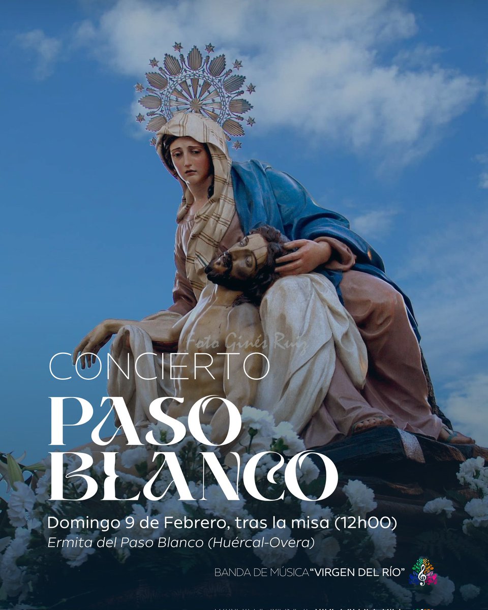 ⚪ Concierto Paso Blanco 

🕒 12h00
 
📍Ermita del Paso Blanco @pasoblancoho

📱#suenavirgendelrio #semanasanta #concierto