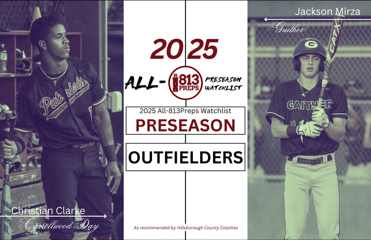 Talk about experience! FOUR of these outfielders are four-year starters. 
Get to know area coaches' selections for our preseason 2025 All-813Preps Watchlist who will be covering all the grass in the outfield across the 813.