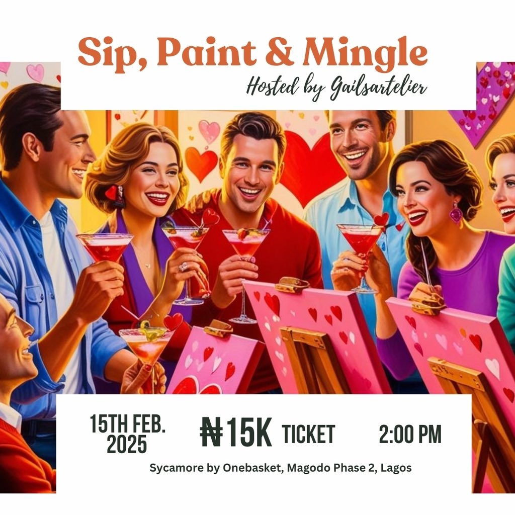 20% off for first 10 Signups. 

Use the discount Code “ VALENTINE “

ogaticket.com/sip-paint-ming…
