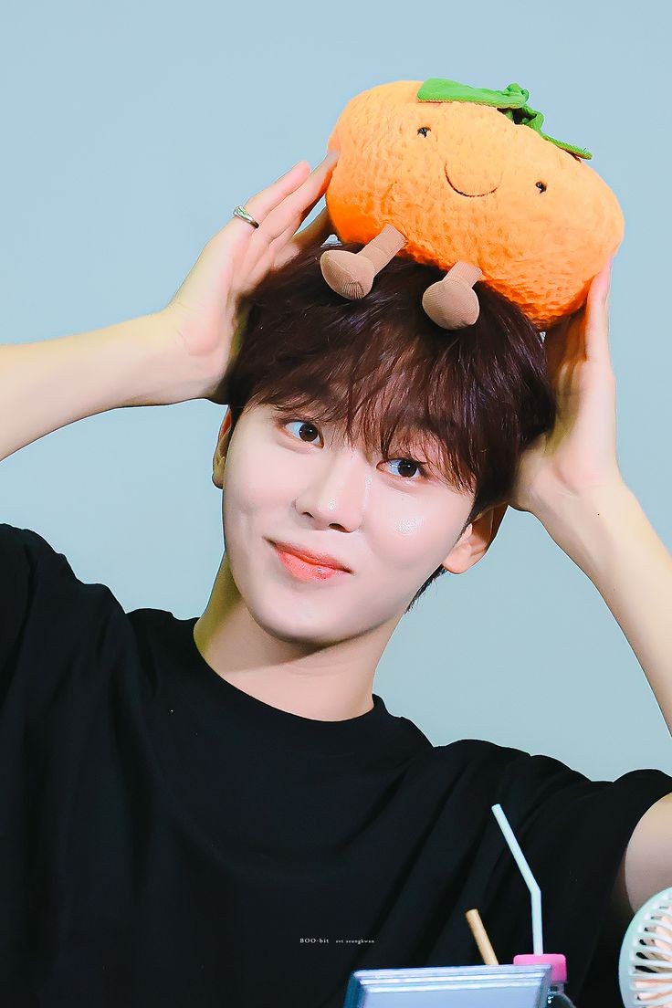 profboos's tweet image. seungkwan has a tangerine plushie for YOU 🫵