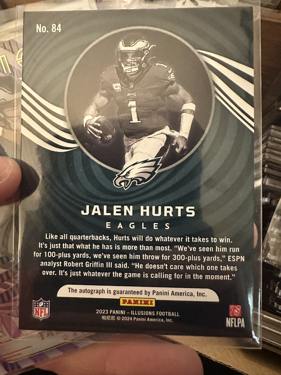 DevinManns's tweet photo. @JalenHurts Mr. Hurts, I know you have bigger issues this week but I think you missed a card to sign. https://t.co/kY5NBFOiKf