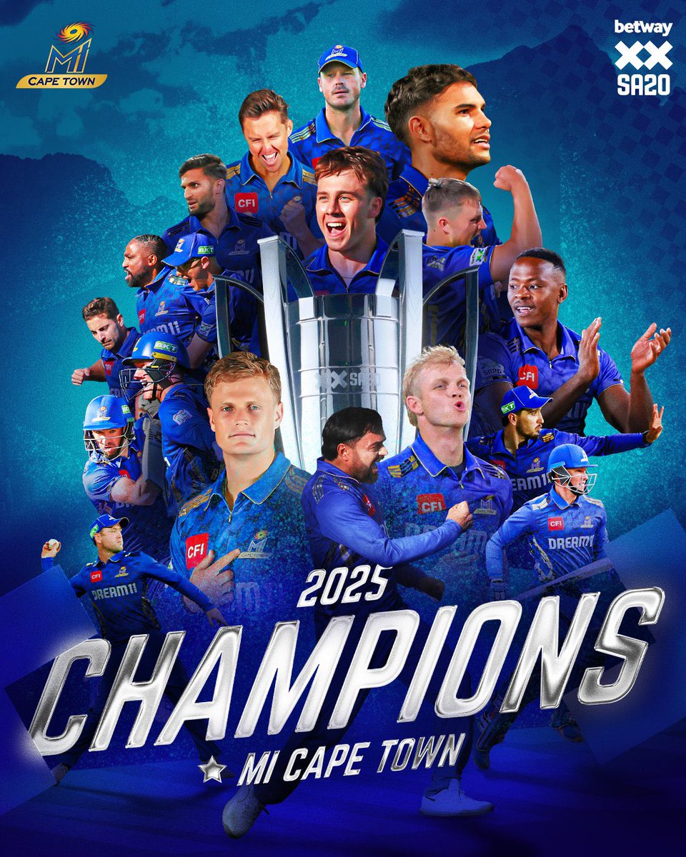 SrwapritH's tweet photo. Dynasty. Legacy. Supremacy. 💙🏆

5️⃣ IPL ✅
2️⃣ CLT20 ✅
1️⃣ ILT20 ✅
1️⃣ MLC ✅
1️⃣ WPL ✅
1️⃣ SA20 ✅

11 trophies &amp; counting… The Mumbai Indians empire rules world cricket! 👑🔥 The greatest franchise ever! 😎💙 #MICapeTown #OneFamily #sa20final https://t.co/KufTWuHcud