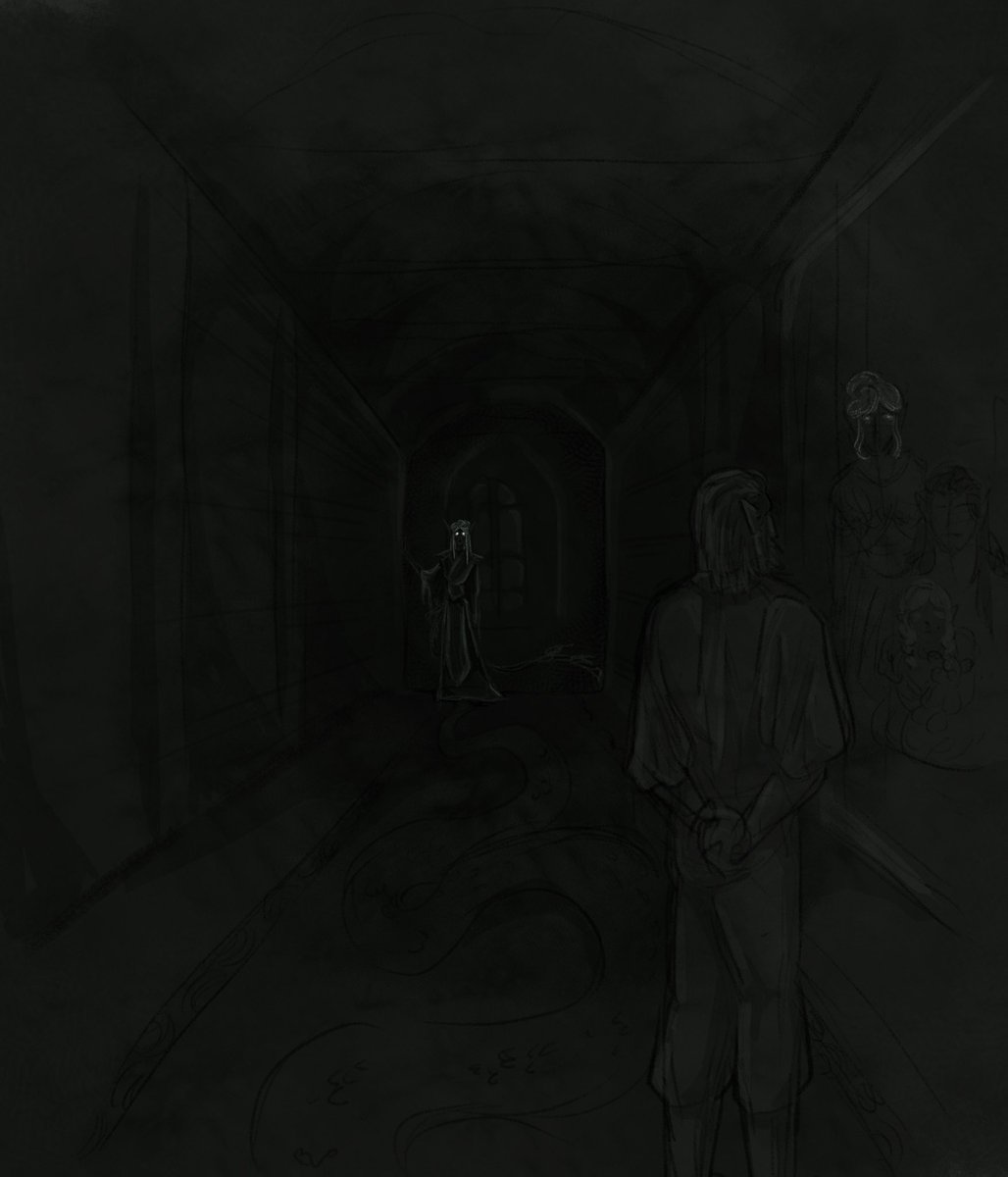 _fathercrow's tweet image. That tailed, hornless Thing. That Thing that stared.

Sometimes Ketheric believed that creature be Melodia’s wrath reborn, who had come to plague these decrepit halls of home by his shadow turned sour and twisted.

But the witch was never once anything close to cruel. Not to him.