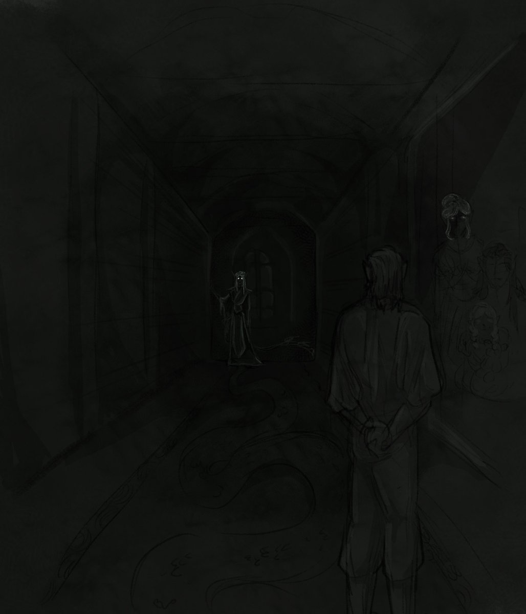 _fathercrow's tweet image. That tailed, hornless Thing. That Thing that stared.

Sometimes Ketheric believed that creature be Melodia’s wrath reborn, who had come to plague these decrepit halls of home by his shadow turned sour and twisted.

But the witch was never once anything close to cruel. Not to him.