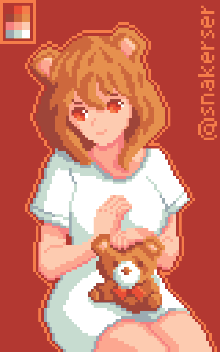 snakerser's tweet photo. Bear and Bear(But smaller:3) #PixelArt #IndieGameDev #Cute #Bear #Teddybear  #PixelArtist #ドット絵 #AnimePixel #Art https://t.co/qWrYOtWzzv