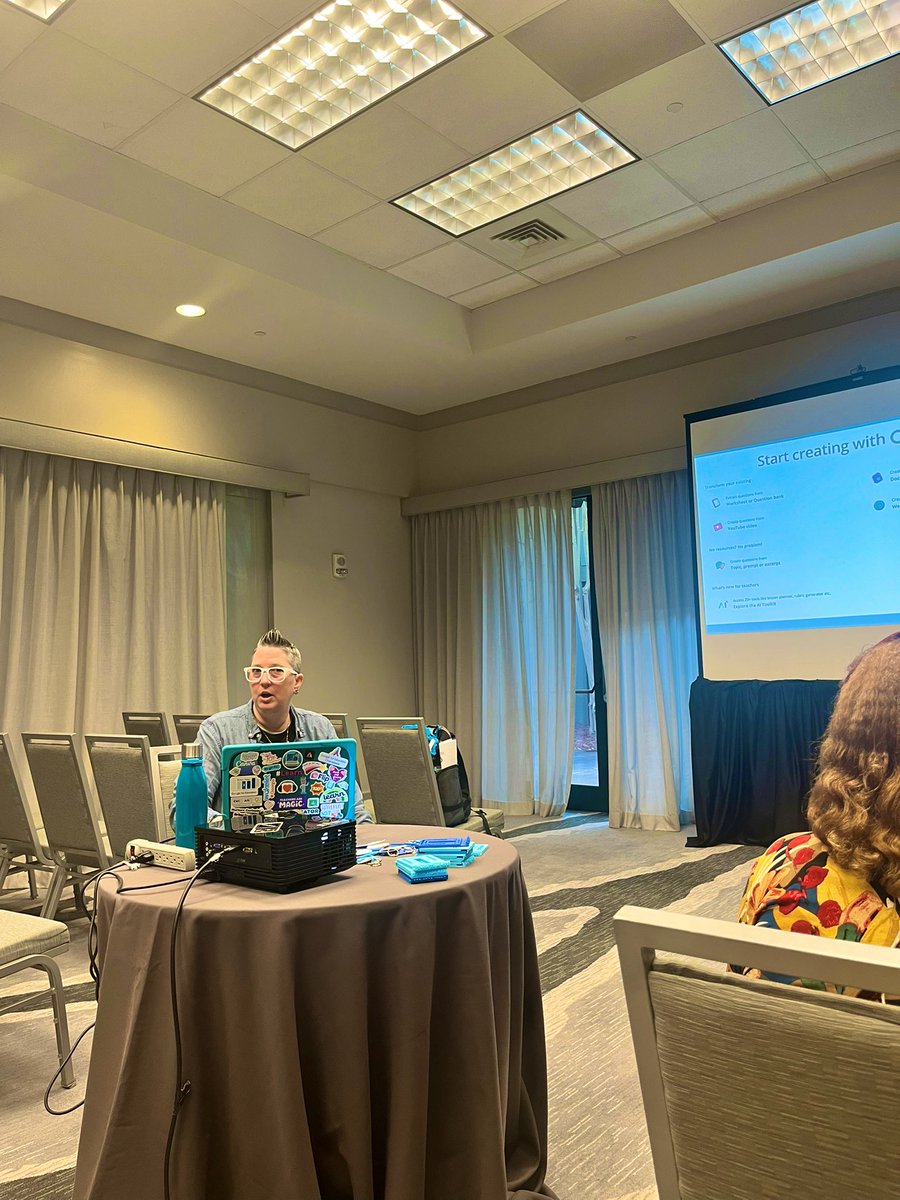 Chimiya Turner-Smith (@elaturnersmith) on Twitter photo Another day of learning…this time with <a href="/apsitjen/">Jen Hall, NBCT</a> guiding us on how to responsibly use AI in the classroom #gcte Another day of learning…this time with <a href="/apsitjen/">Jen Hall, NBCT</a> guiding us on how to responsibly use AI in the classroom #gcte