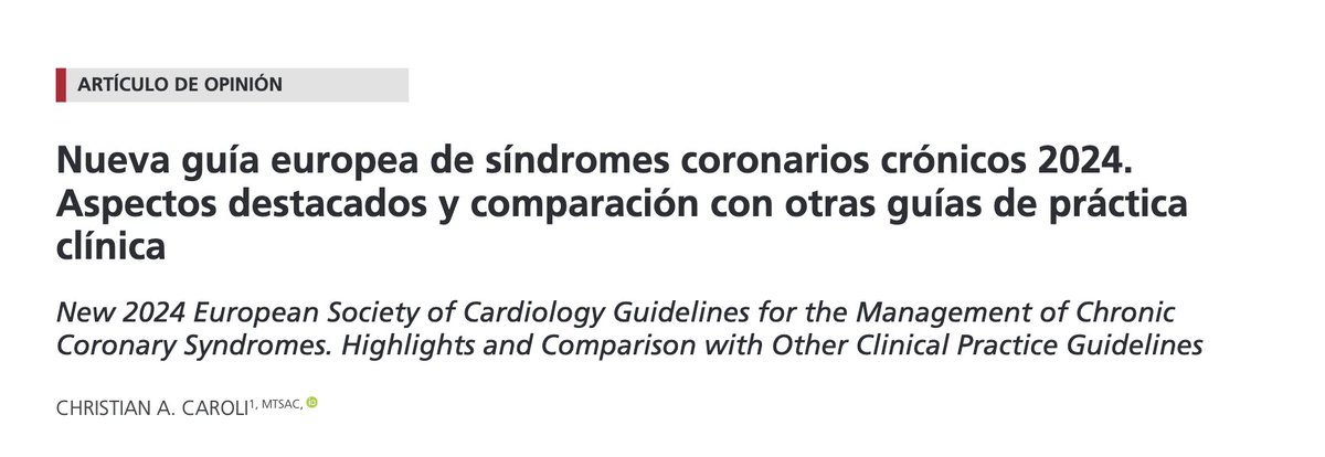 RAC (@revistarac) on Twitter photo 🆕✨ Nueva Guía ESC 2024 sobre Síndromes Coronarios Crónicos
¿Qué cambió respecto a 2019 y 2018? 🤔 Este editorial analiza las novedades, clases de recomendación y niveles de evidencia comparados con AHA/ACC. 📖🔍
📌 Autor: Christian Caroli <a href="/DrCCaroli/">Christian Caroli</a>
🔗rac.sac.org.ar/index.php/rac/… 🆕✨ Nueva Guía ESC 2024 sobre Síndromes Coronarios Crónicos
¿Qué cambió respecto a 2019 y 2018? 🤔 Este editorial analiza las novedades, clases de recomendación y niveles de evidencia comparados con AHA/ACC. 📖🔍
📌 Autor: Christian Caroli <a href="/DrCCaroli/">Christian Caroli</a>
🔗rac.sac.org.ar/index.php/rac/…
