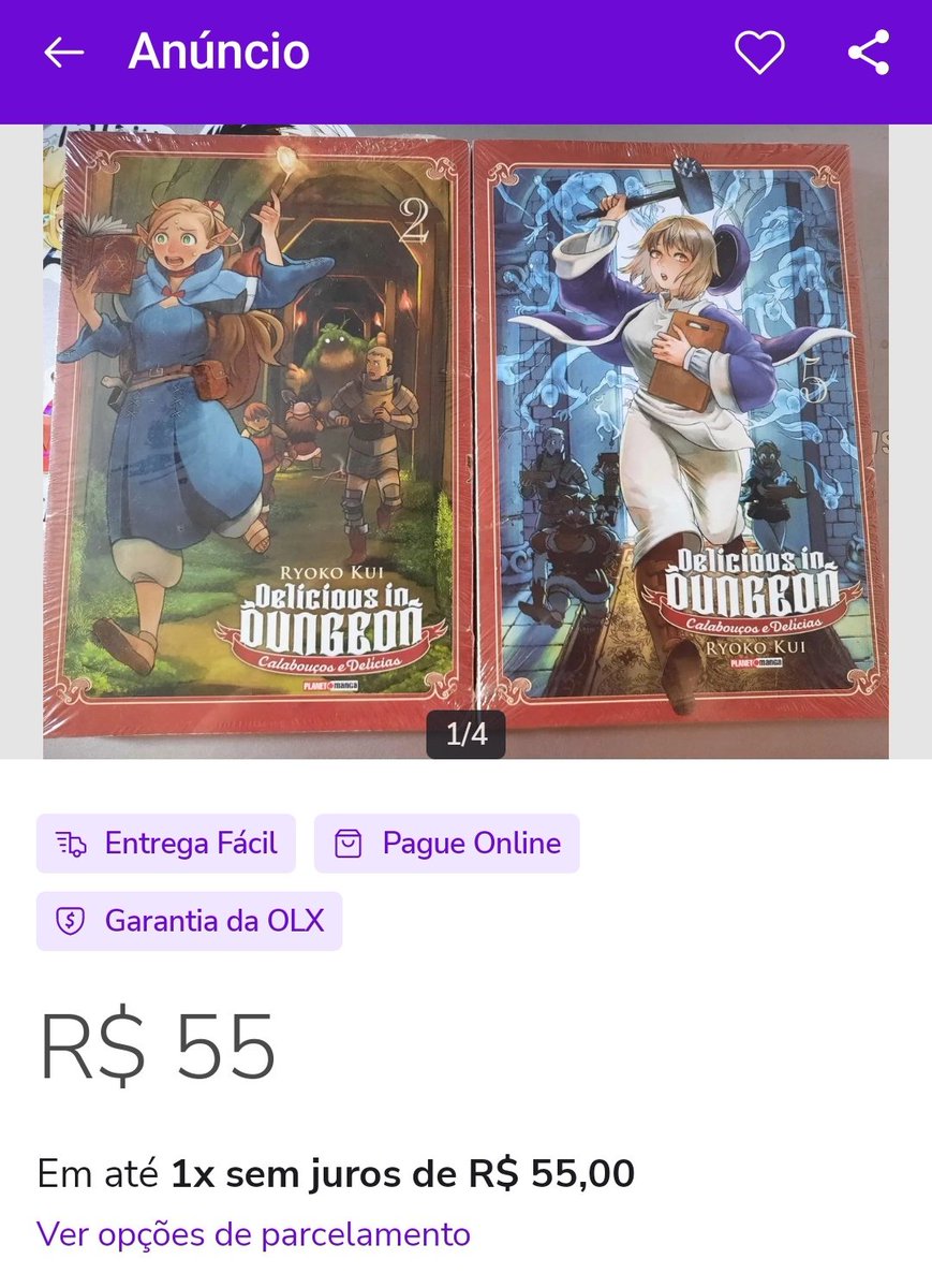 Galera estou vendendo o volume 2 e o volume 5 de Dungeon Meshi/Delicious in Dugeon por 55 reais, os dois volumes são novos e ainda estão lacrados do jeito que vieram. Tô vendendo pq tenho eles repetidos. 

#dungeonmeshi #DeliciousinDungeon